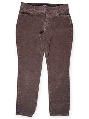โ Chaps Corduroy Pants Petite Straight Leg Gray Casual Size 8Pโ